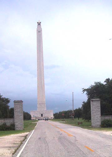 San Jacinto Monument from East gate of park 