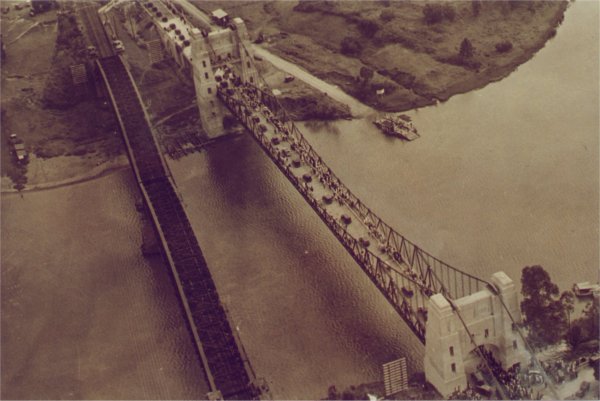 Opening ceremony.Aerial Photograph with ferry to the right. 
