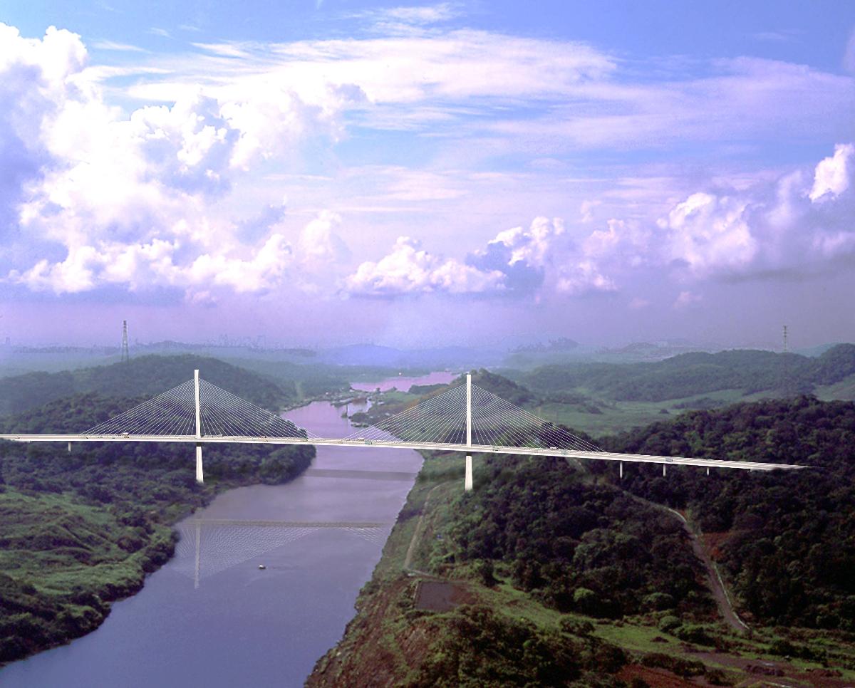 Puente Centenario Deuxième franchissement du canal de Panama. 
Simulation: Dave Desroches
Image utilisée avec l'aimable permission de Miguel Rosales