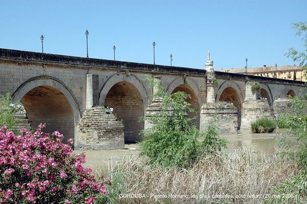Fiche média no. 43571 CORDOBA (Andalucia) – Puente Romano,la construction du pont romain remonte au 1er siècle AV. J.C. Il est encadré par deux ouvrages, côté ville: la Porte du Pont et, sur la rive gauche, la Tour de Calahorra, qui abrite aujourd'hui un Musée historique