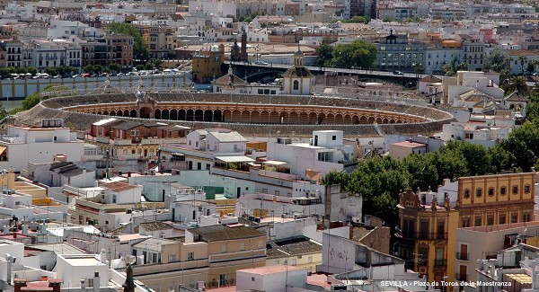 SEVILLE – « Plaza de Toros de la Maestranza », construites entre 1761 et 1881, ces arènes peuvent accueillir jusqu'à 14 000 spectateurs 