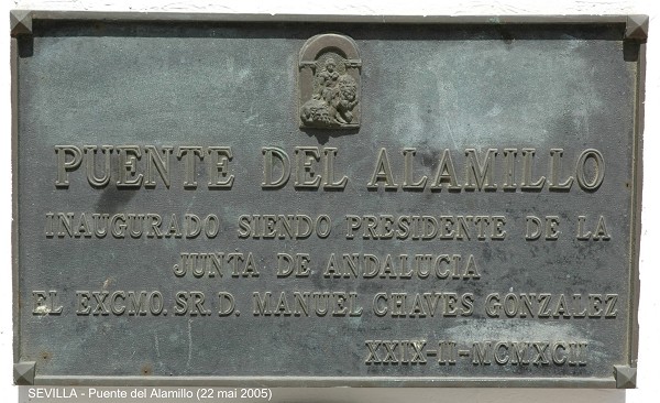 SEVILLA – Puente del Alamillo, plaque commémorative 