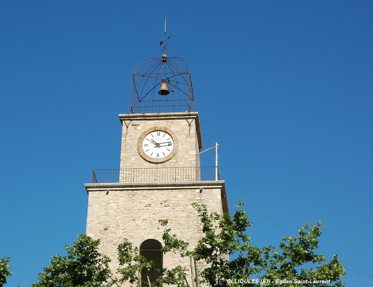 OLLIOULES (83, Var) – Eglise Saint-Laurent, campanile du clocher 