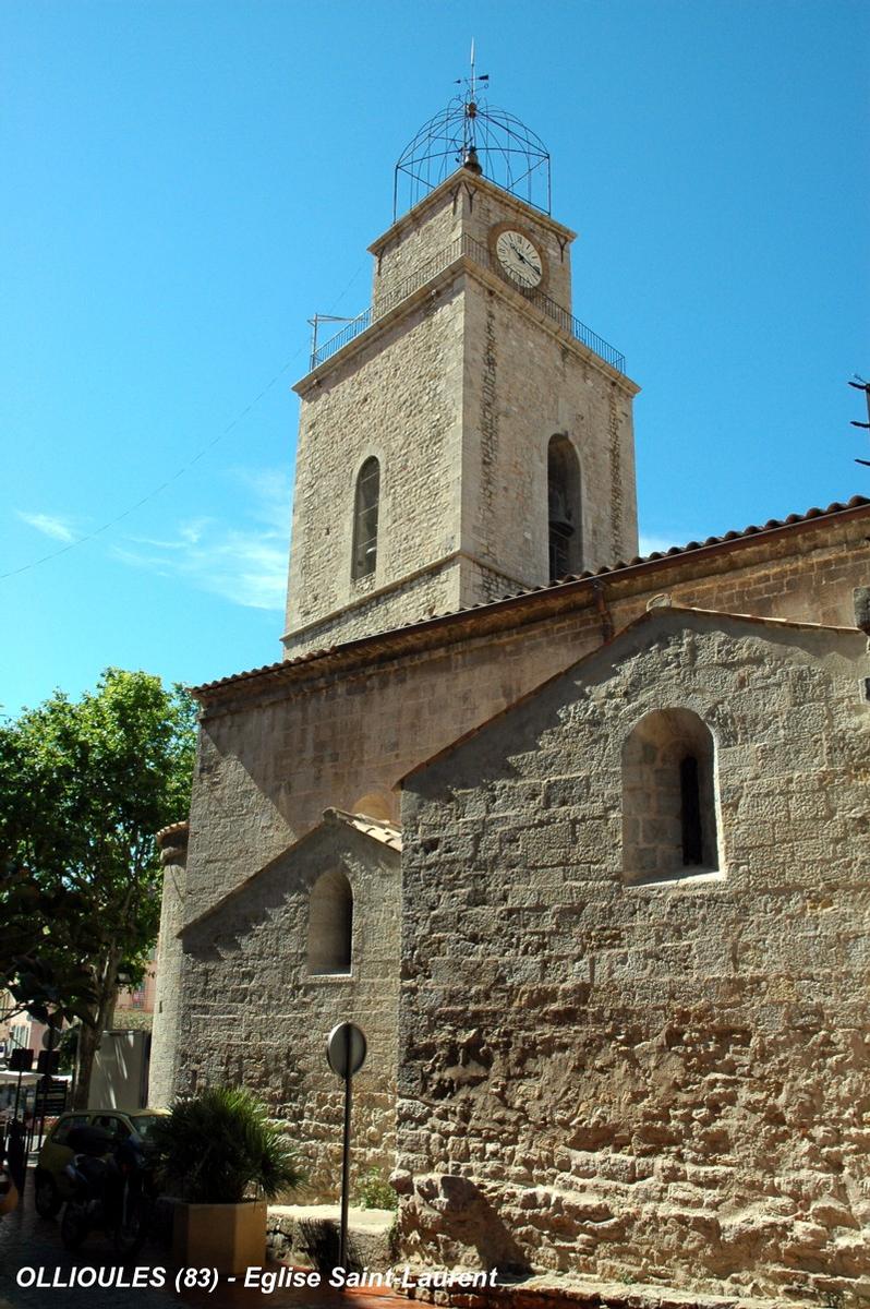 OLLIOULES (83, Var) – Eglise Saint-Laurent, clocher incorporé au chevet 