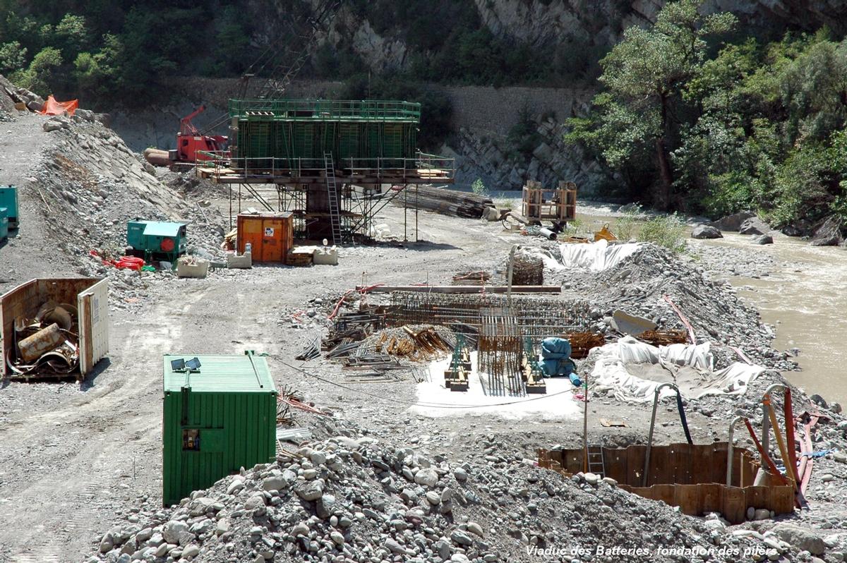 UTELLE & TOURNEFORT (06, Alpes-Maritimes) – Nouveau « Pont des Batteries », fondations des piliers 