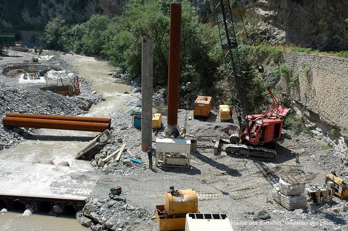 UTELLE & TOURNEFORT (06, Alpes-Maritimes) – Nouveau « Pont des Batteries », fondations des piliers 