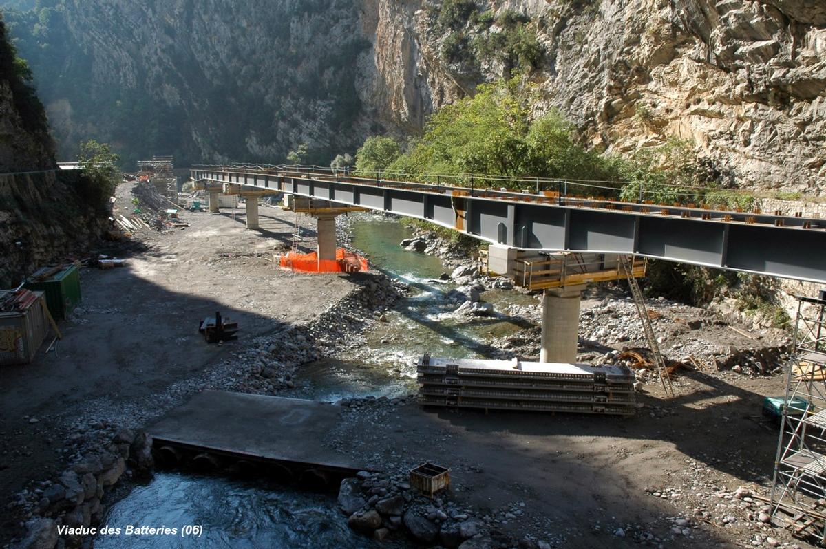 UTELLE & TOURNEFORT (06, Alpes-Maritimes) – Nouveau « Pont des Batteries », vue d'ensemble du chantier 