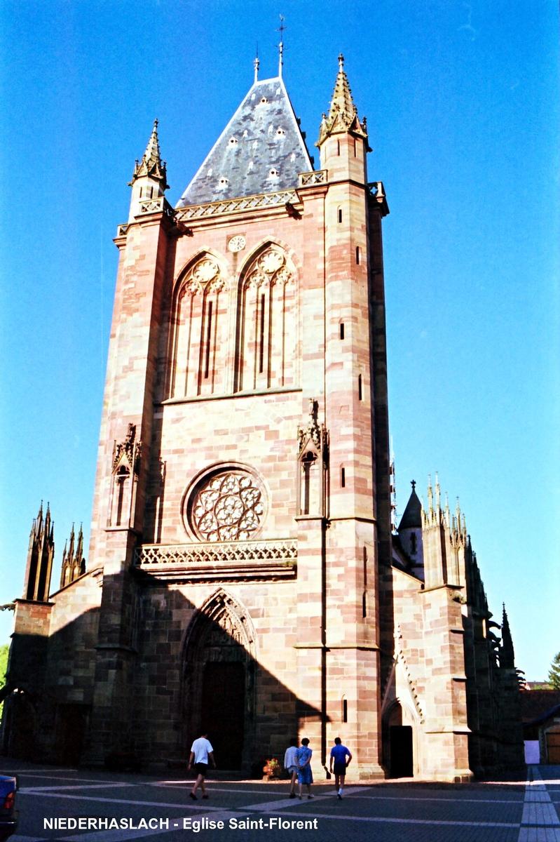 NIEDERHASLACH (67, Bas-Rhin) – Eglise Saint-Florent (XIIIe-XIVe), façade ouest 