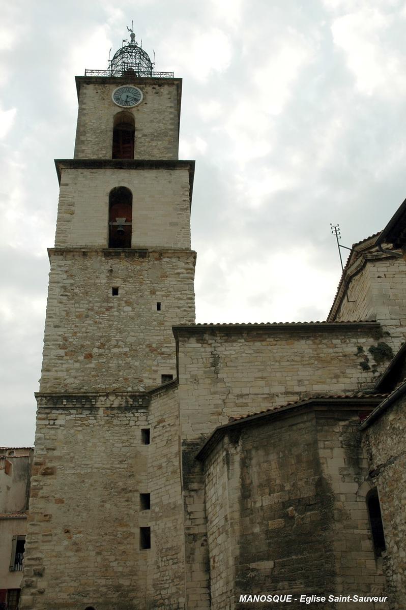 MANOSQUE (04100) – Eglise Saint-Sauveur, le clocher accolé au bas-côté sud 