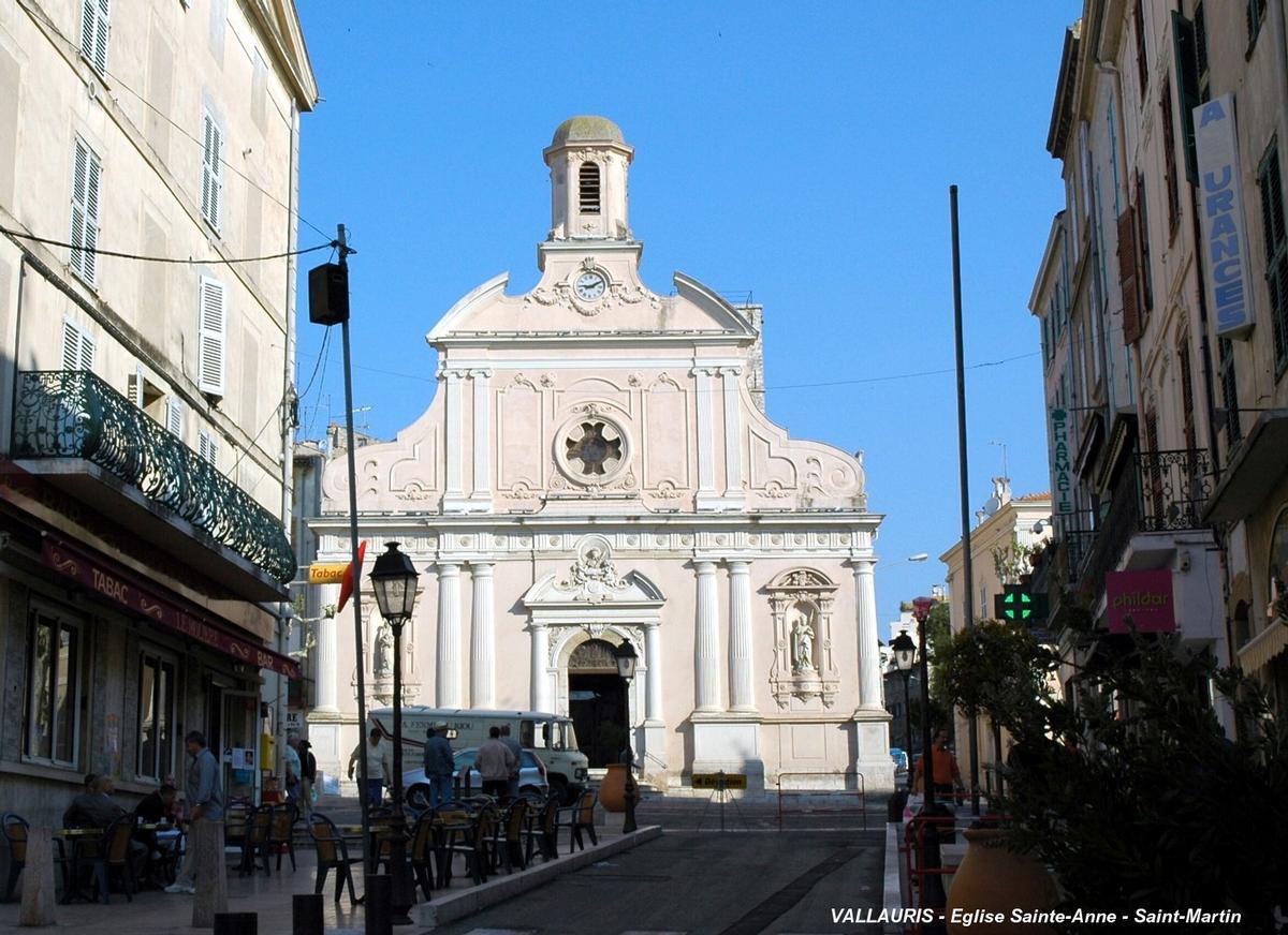 Fiche média no. 110295 VALLAURIS (06, Alpes-Maritimes) – Eglise Sainte-Anne - Saint-Martin, le bâtiment actuel a été construit de 1839 à 1882 (architecte: Jacques QUIRE, entrepreneur: J.B.BŒUF fils)