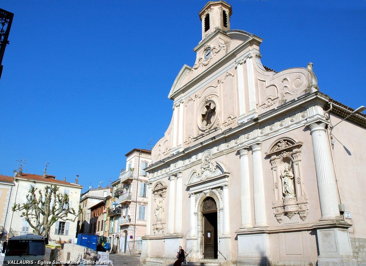 Fiche média no. 110297 VALLAURIS (06, Alpes-Maritimes) – Eglise Sainte-Anne - Saint-Martin, le bâtiment actuel a été construit de 1839 à 1882 (architecte: Jacques QUIRE, entrepreneur: J.B.BŒUF fils)