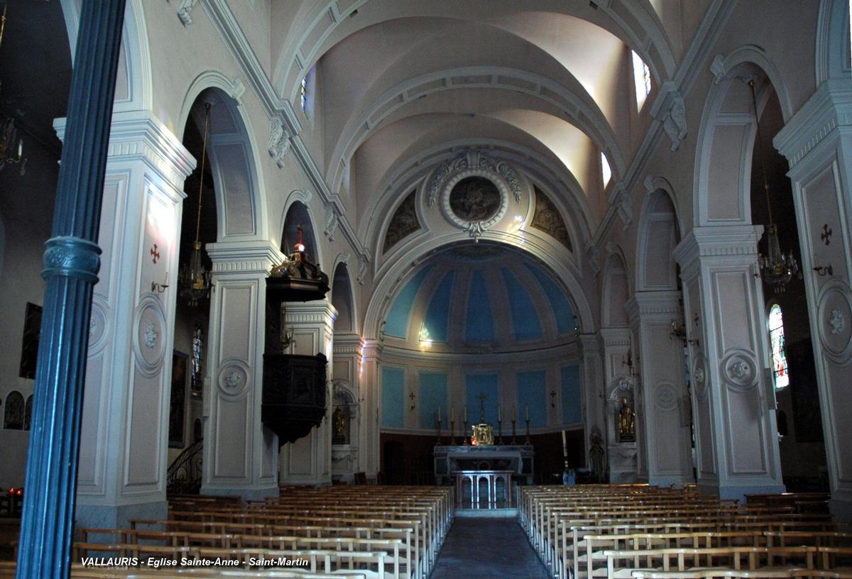 Fiche média no. 110299 VALLAURIS (06, Alpes-Maritimes) – Eglise Sainte-Anne - Saint-Martin, le bâtiment actuel a été construit de 1839 à 1882 (architecte: Jacques QUIRE, entrepreneur: J.B.BŒUF fils)