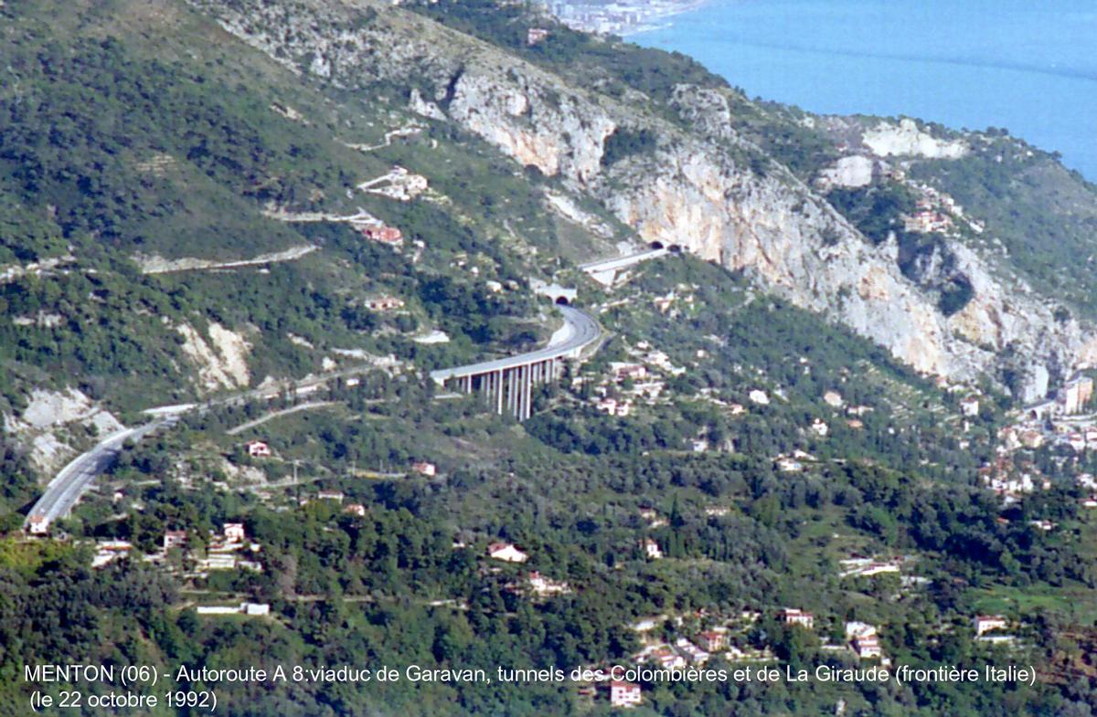 Autoroute A8 at Menton, France Viaduc de Garavan, last viaduct before the Italian border