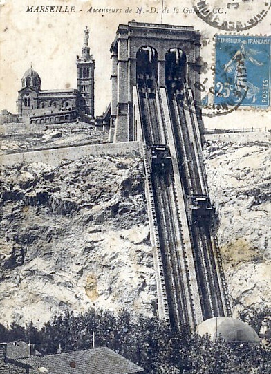 Marseilles - Elevator at Notre-Dame de La Garde (post card) 