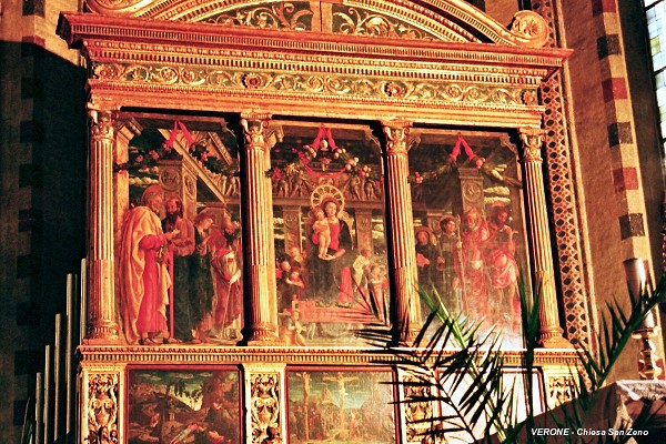 VERONE (Vénétie) – Eglise Saint-Zenon, triptyque du maître-autel, oeuvre de Mantegna (1459) 
