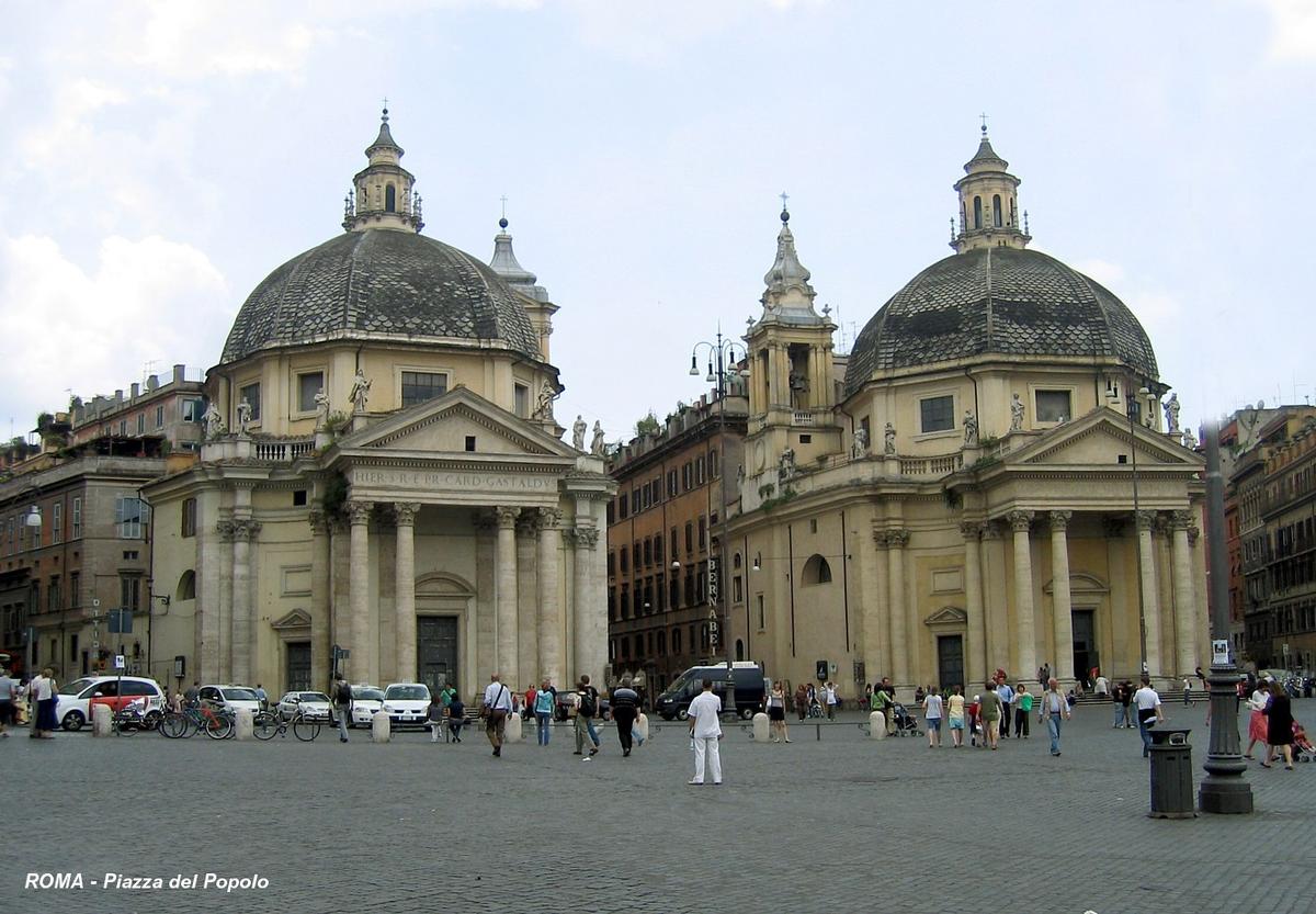 ROME – Place du Peuple, églises Santa Maria di Montesanto & Santa Maria dei Miracoli 