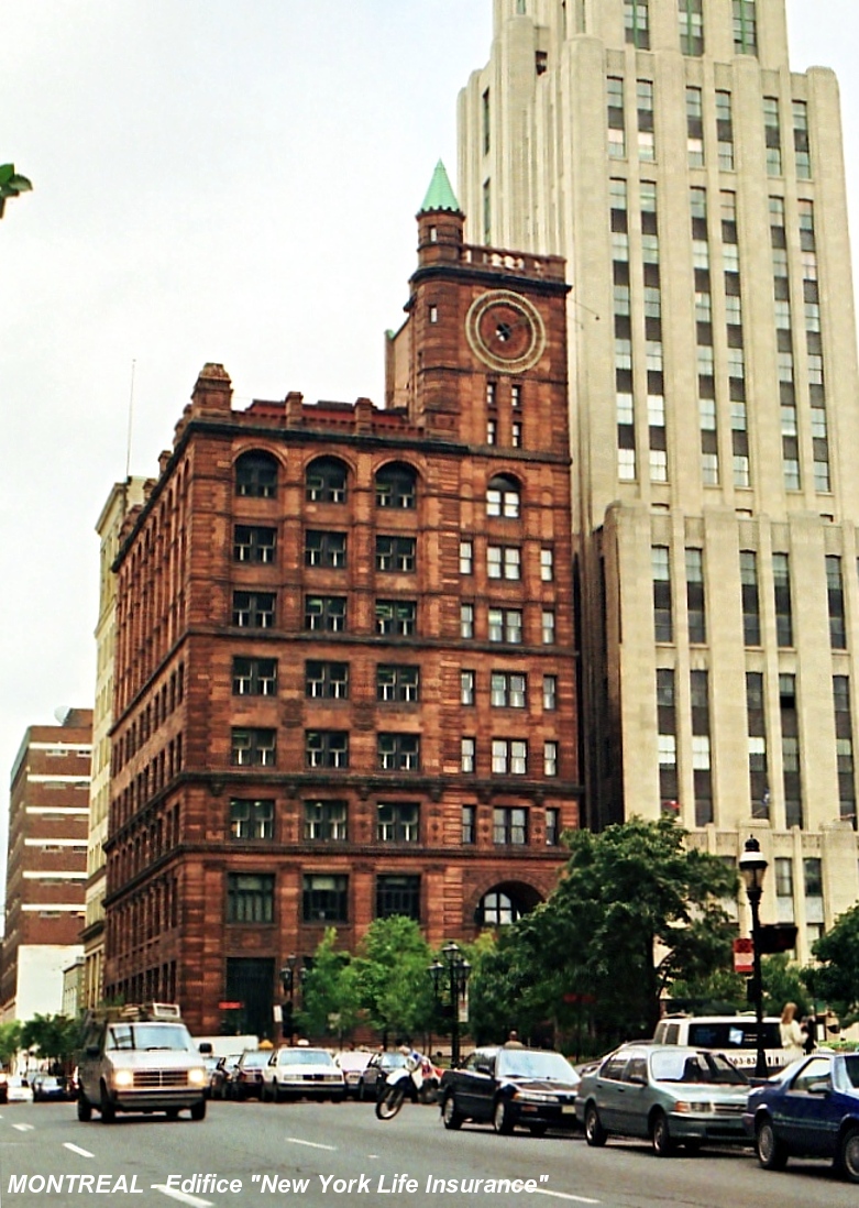 Fiche média no. 67187 MONTREAL (Montréal) – Edifice « NewYork Life Insurance », premier « gratte-ciel » érigé à Montréal (1889), maçonnerie traditionnelle en pierres de grés rouge
