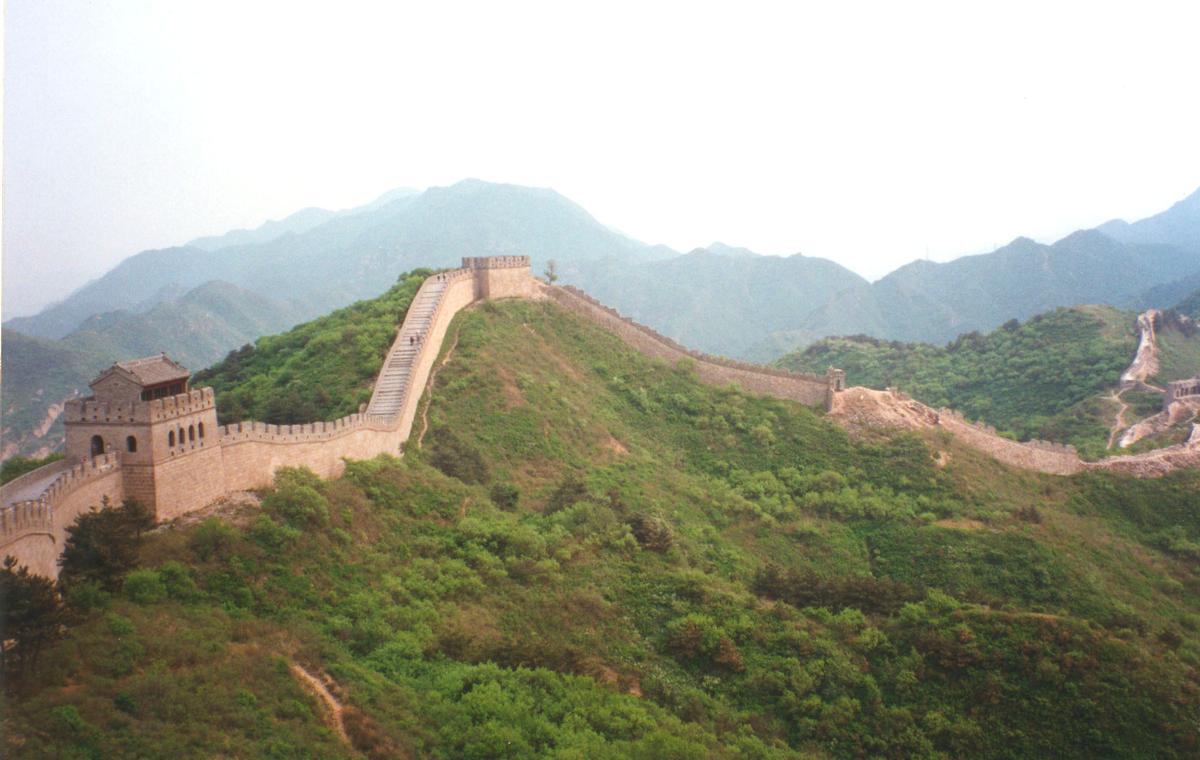 Great Wall of ChinaWall on crest of hills section repaired or rebuilt 1980 Great Wall of China Wall on crest of hills section repaired or rebuilt 1980