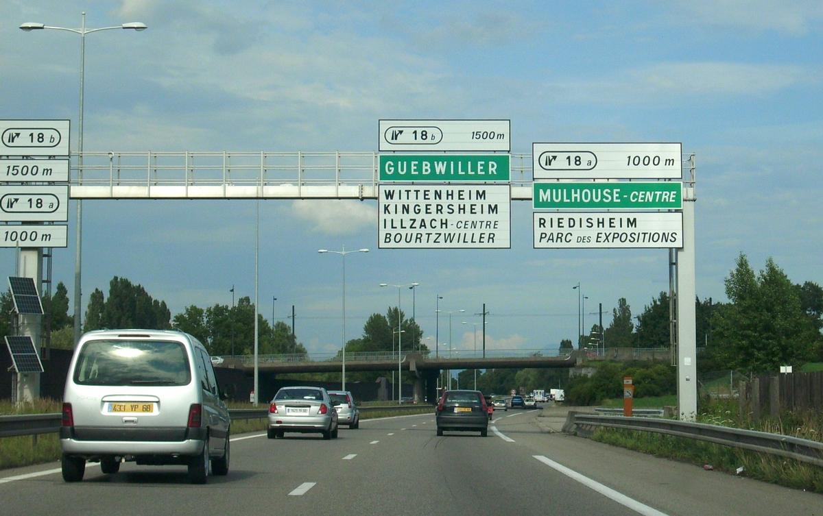 Autoroute A 36 à Mulhouse (ouest vers est) 