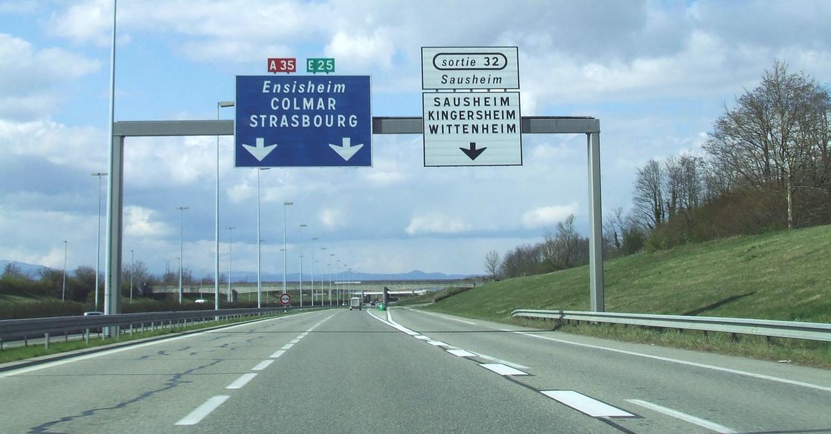 Autoroute A 35 à Sausheim (68)- Direction Colmar 