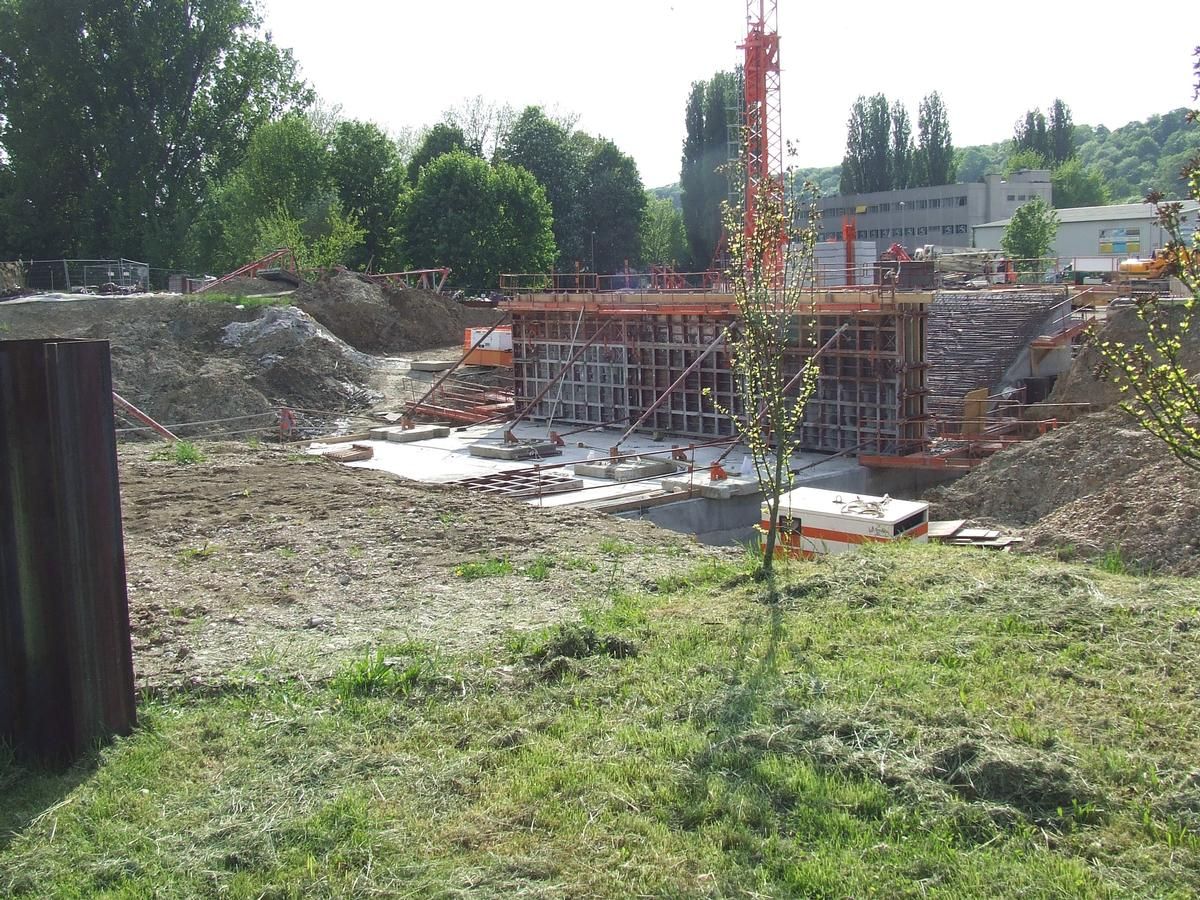 Brunstatt(68-Alsace) Construction d'un passage routier sous le Canal du Rhône au Rhin. Situation des travaux au 07.05.2008