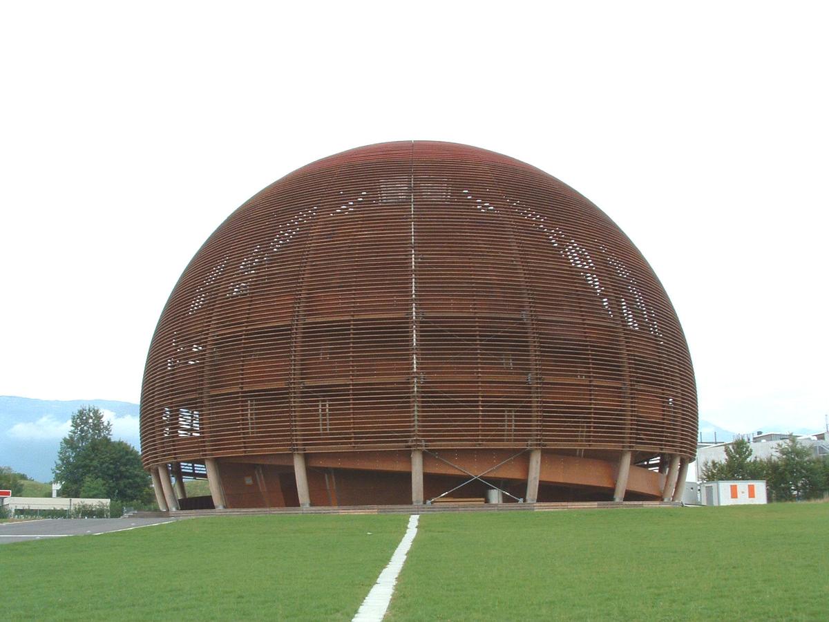 Globus der Wissenschaft und Innovation in Meyrin, Kanton Genf, Schweiz 