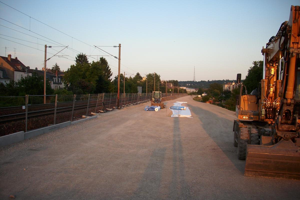 Construction de la ligne Mulhouse-Thann du Tram-train Situation des travaux au 04 juin 2009 à proximité du quartier de Dornach