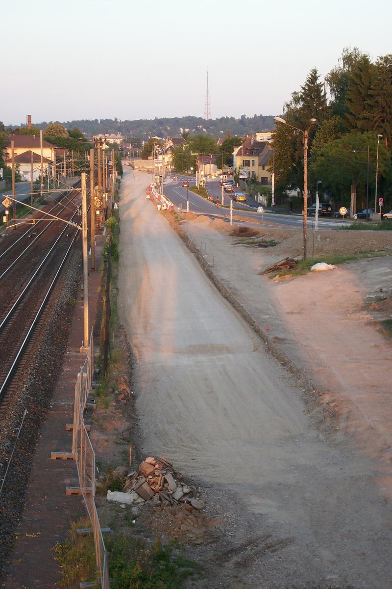 Construction de la ligne Mulhouse-Thann du Tram-train Situation des travaux au 04 juin 2009 à proximité du quartier de Dornach