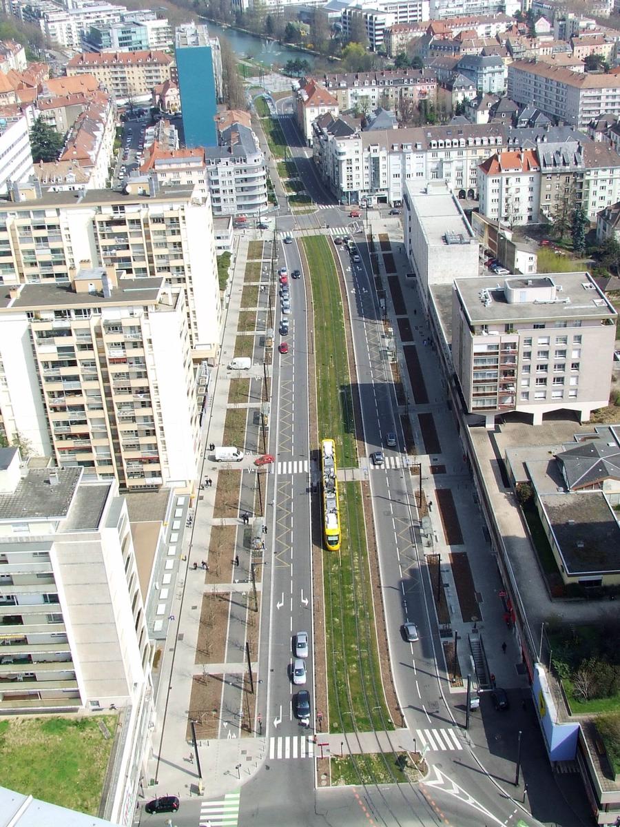Mulhouse: Section du Boulevard de l'Europe de la ligne Est-Ouest du Tram-Train 