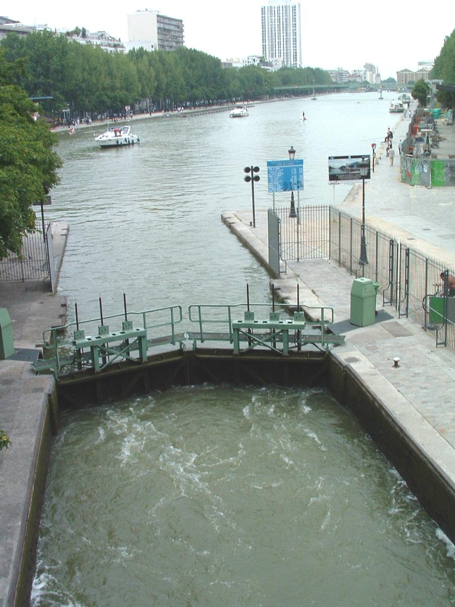 Schleuse am Quai de la Loire des Saint-Martin-Kanals in Paris 
