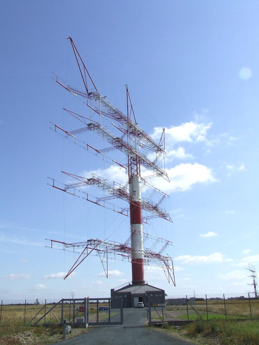 Fiche média no. 101272 Emetteurs ondes courtes de TDF pour Radio France International à Saint Aoustrille à 5 km à l'ouest d'issoudun. 12 antennes orientables d'une hauteur de 80 m