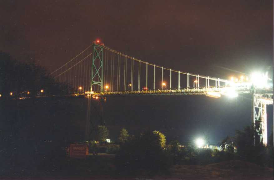 Rehabilitation of Lions Gate BridgeCutting the old Deck at Nighttime 