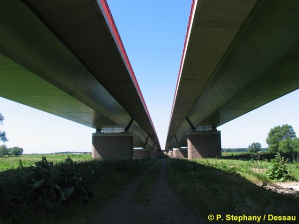 Bridge across the Elbe River at Vockerode, Saxony-Anhalt 