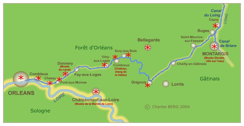 Carte du canal d'Orléans 