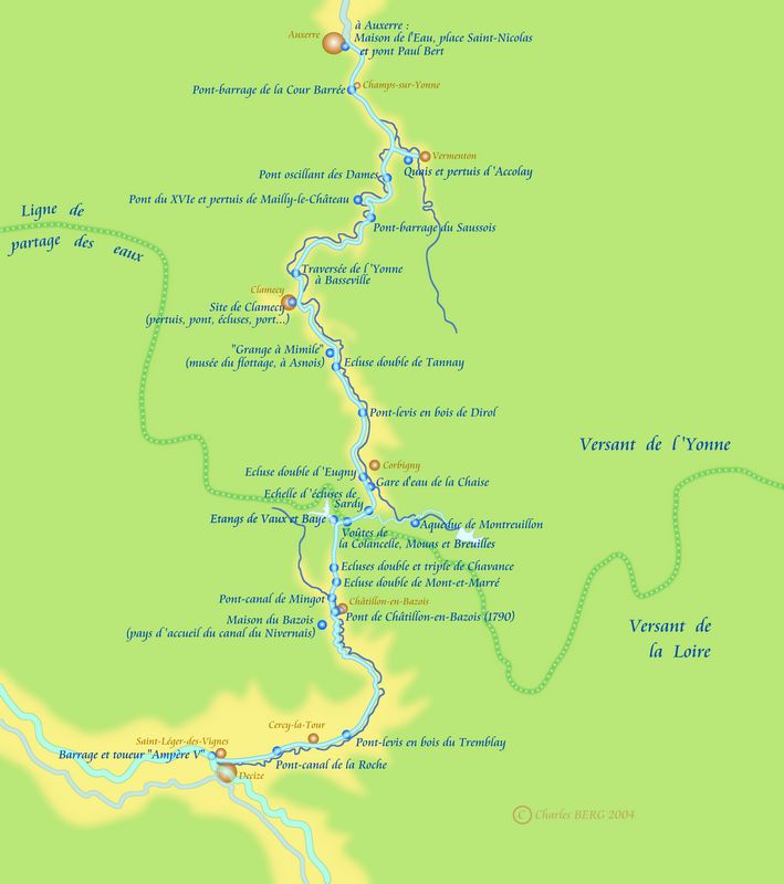 Carte du canal du Nivernais 