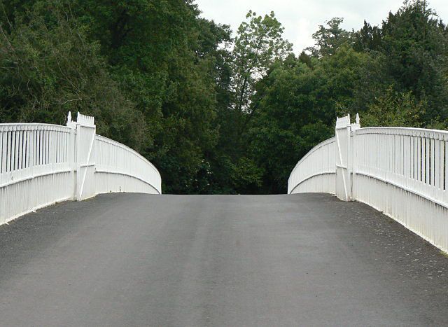 Media File No. 149696 Eaton Hall Bridge - The roadway at the crown of the bridge. Although there is now a modern bitumenised surface, the appearance is probably very close to the original