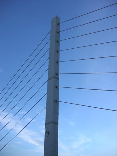 Kessock Bridge, Inverness The four columns are hollow. There is a ladder inside which allows access to the aircraft warning lights at the top