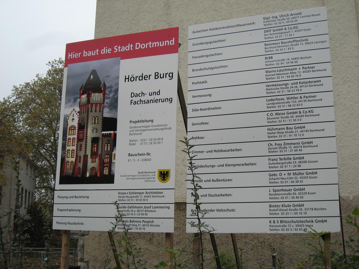 Hörder Burg, Bauschild 2008 