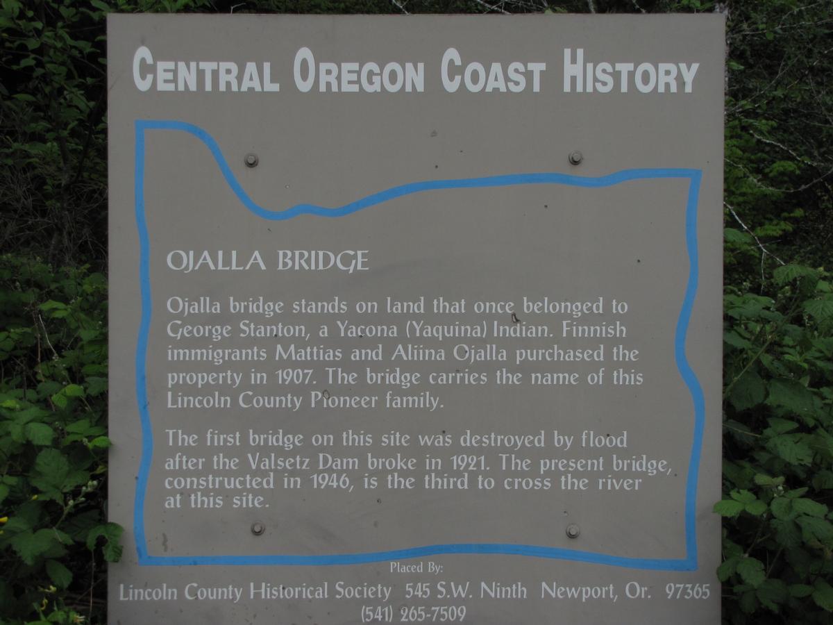 Siletz River Bridge history sign 