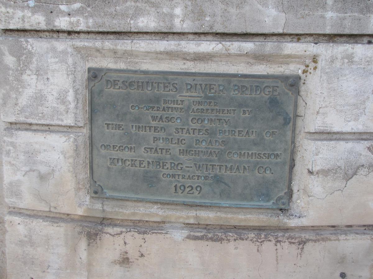 Deschutes River (Maupin) Bridge plaque 