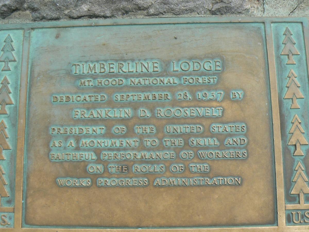 Timberline Lodge plaque 