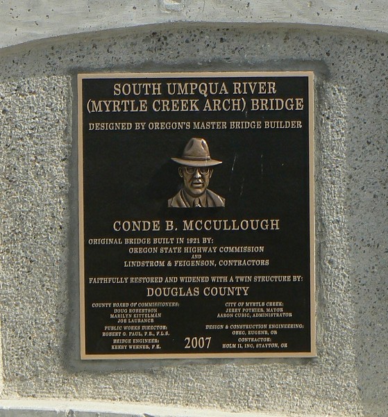 South Umpqua River (Myrtle Creek) Bridge Plaque 