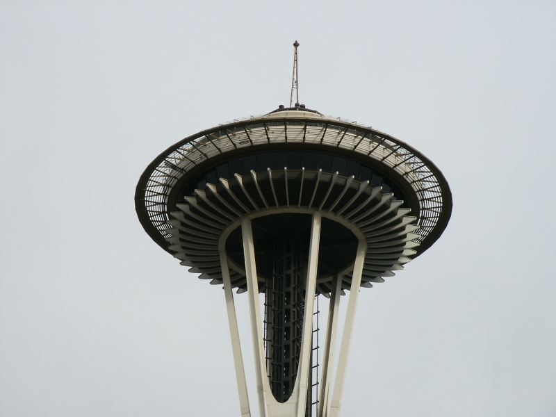 Seattle Space Needle observation deck over revolving restaurant 