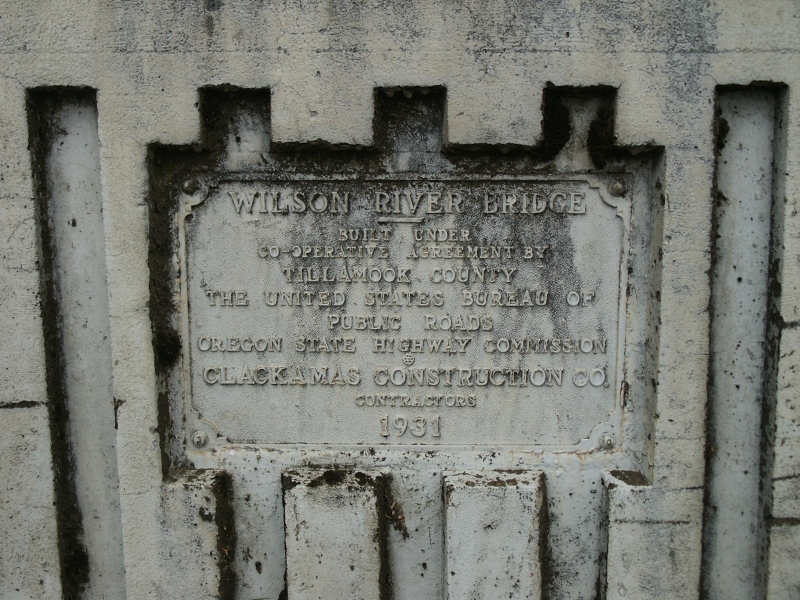 Wilson River Bridge plaque 
