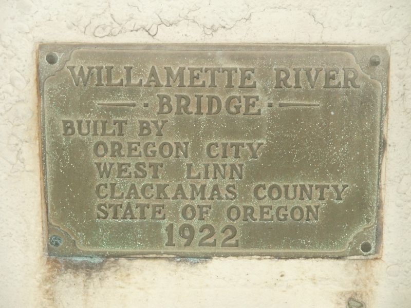 Oregon City Bridge plaque 