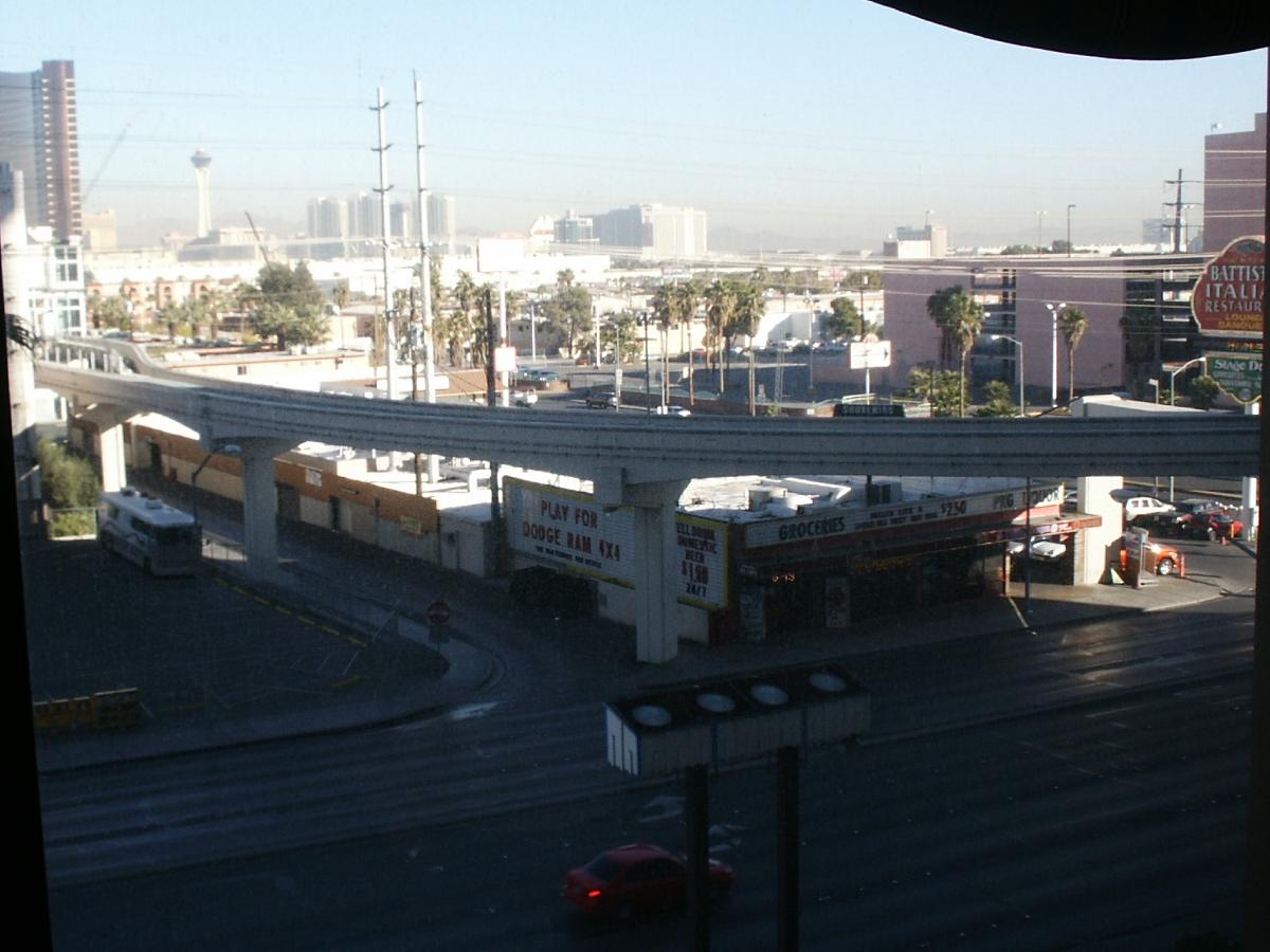 Las Vegas Monorail crossing E. Flamingo Road adjacent to Bally's 