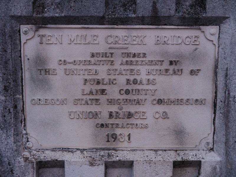 Ten Mile Creek Bridge Plaque 