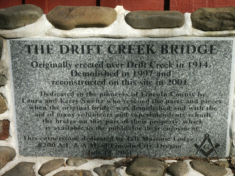 Drift Creek Covered Bridge Plaque 