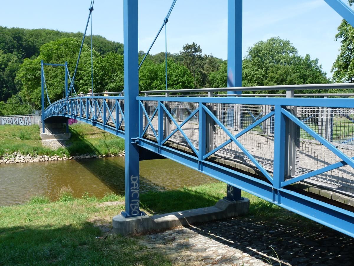 Brücke über die Weiße Elster in Gera im Hofmühlenpark 