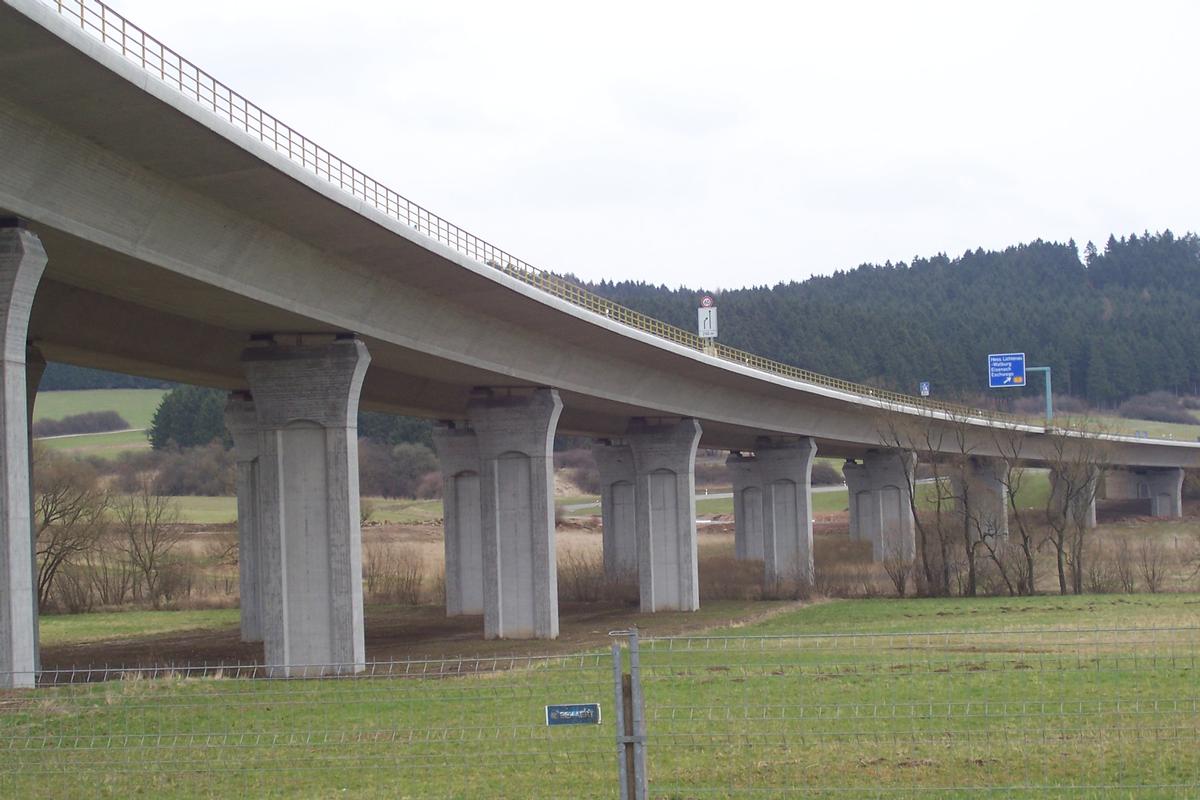 Wehretalbrücke in Hessen bei Hessisch-Lichtenau OT Walburg, eine Balkenbrücke über die die A 44 Abschnitt Kassel - Eisenach führt 